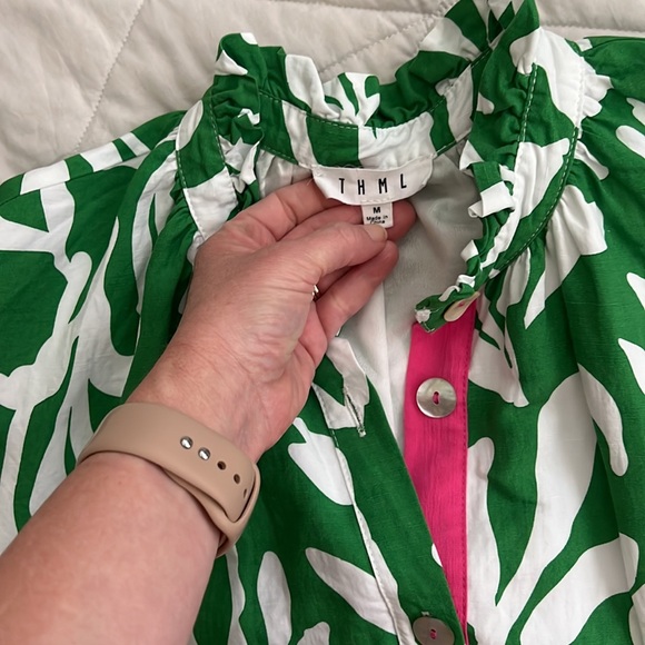 THML Avara Women's Trish Dress size medium Kelly green and pink - Picture 4 of 16